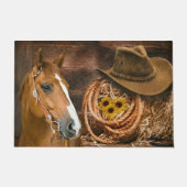 Western Horse Cowboy Hat Lasso Sonnenblumen Fußmatte (Vorderseite)