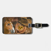 Western Horse Cowboy Hat Lasso Sonnenblumen Gepäckanhänger (Vorderseite horizontal)