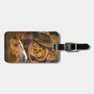 Western Horse Cowboy Hat Lasso Sonnenblumen Gepäckanhänger