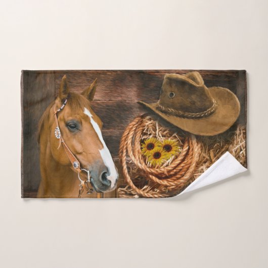 Western Horse Cowboy Hat Lasso Sonnenblumen Handtuch (Handtuch)
