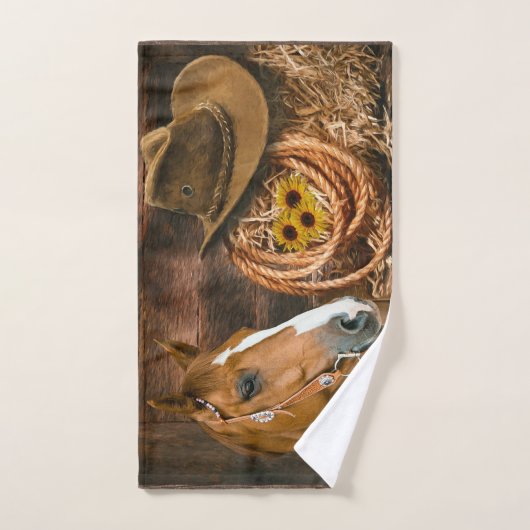 Western Horse Cowboy Hat Lasso Sonnenblumen Handtuch (Handtuch)