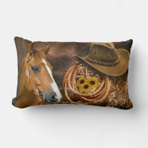 Western Horse Cowboy Hat Lasso Sonnenblumen Lendenkissen