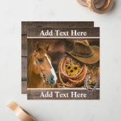 Western Horse Cowboy Hat Lasso Sonnenblumen Mitteilungskarte (Vorderseite/Rückseite Beispiel)