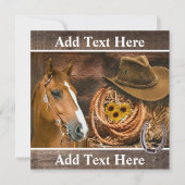 Western Horse Cowboy Hat Lasso Sonnenblumen Mitteilungskarte (Vorderseite)