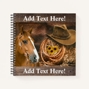 Western Horse Cowboy Hat Lasso Sonnenblumen Notebo Notizblock