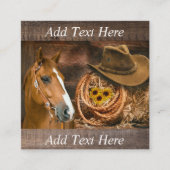 Western Horse Cowboy Hat Lasso Sonnenblumen Quadratische Visitenkarte (Vorderseite)