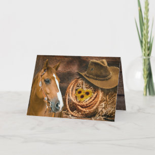 Western Horse Cowboy Hat Lasso Sonnenblumen Vielen Dankeskarte