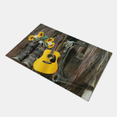 Western Horse Cowboy Stiefel Gitarre Sonnenblumen Fußmatte (Schrägansicht)