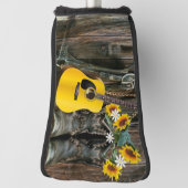 Western Horse Cowboy Stiefel Gitarre Sonnenblumen Golf Headcover (Rotieren 90)