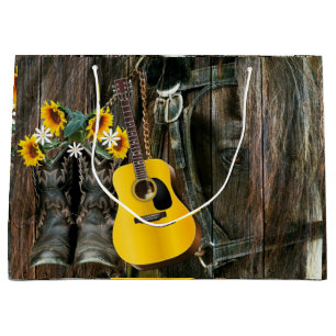 Western Horse Cowboy Stiefel Gitarre Sonnenblumen Große Geschenktüte