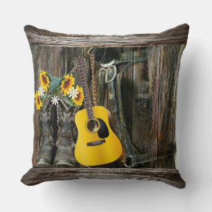 Western Horse Cowboy Stiefel Gitarre Sonnenblumen  Kissen