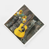 Western Horse Cowboy Stiefel Gitarre Sonnenblumen Serviette (Ecke)