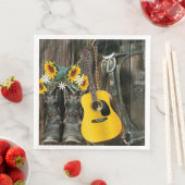 Western Horse Cowboy Stiefel Gitarre Sonnenblumen Serviette (Beispiel)