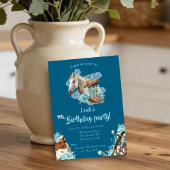 Western Horse Floral Birthday Invitation – Navy Einladung