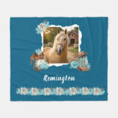 Western Horse Floral Blanket Fleecedecke (Vorderseite (Horizontal))