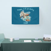 Western Horse Floral Equestrian- Navy Banner (Messe)