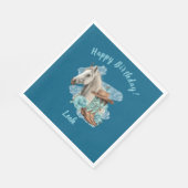 Western Horse Floral Equestrian- Navy Napkins Serviette (Ecke)