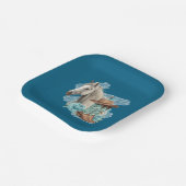 Western Horse Floral Equestrian- Navy Paper Plates Pappteller (Gewinkelt)