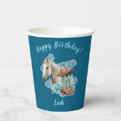 Western Horse Floral Equestrian- Navy Pappbecher (Vorderseite)