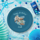 Western Horse Floral Equestrian- Navy Pappteller (Party)