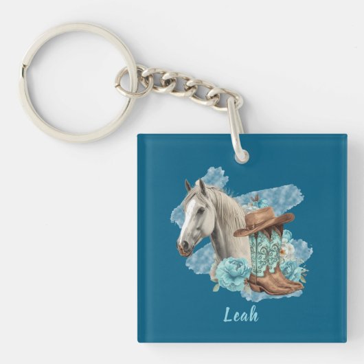 Western Horse Floral Keychain Schlüsselanhänger (Vorderseite)