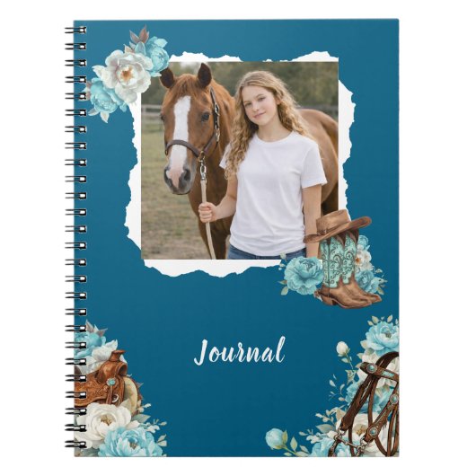 Western Horse Floral Personalized Notebook Notizblock (Vorderseite)