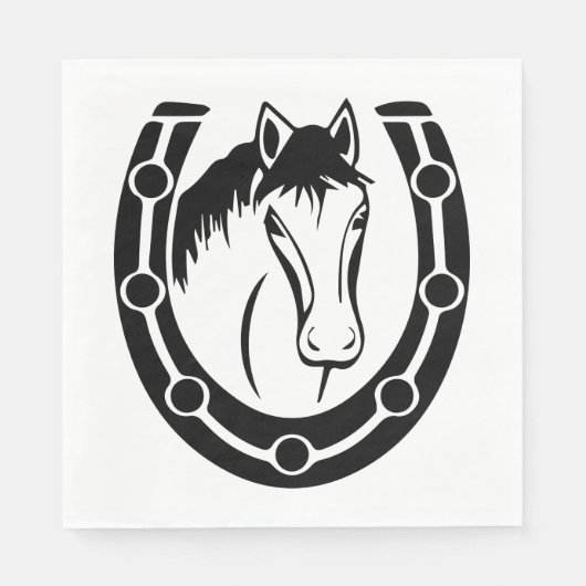 Western Horse Horseshoe Hochzeit Reitpferd Serviette (Vorderseite)