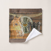 Western Horse Hufeisen Wagon Wheel Cowboy Boots Badhandtuch Set (Waschlappen)