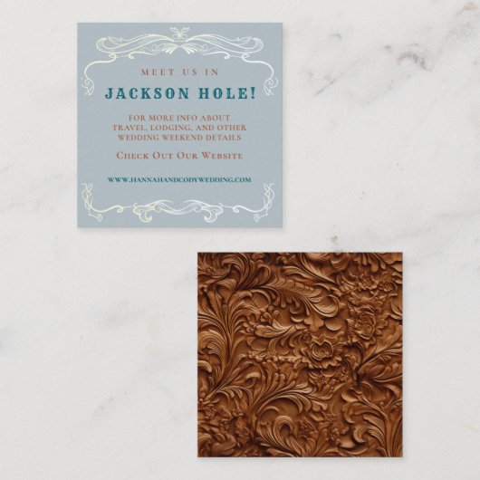 Western Horse Lovers Blue Denim Wedding Details Begleitkarte (Vorne/Hinten)