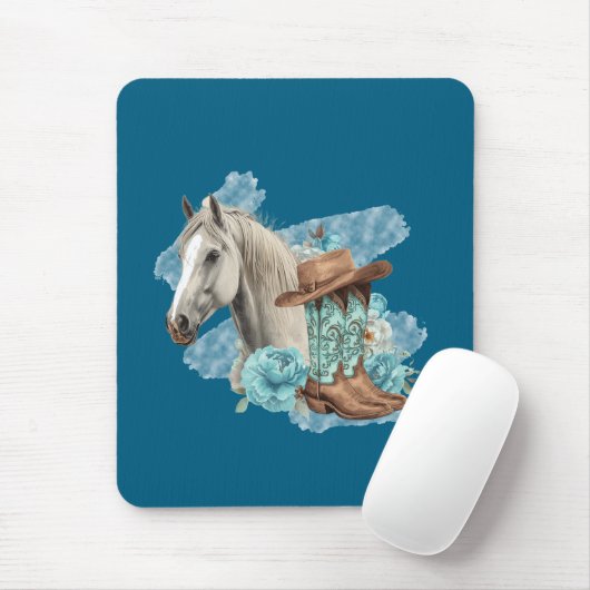 Western Horse Mouse Pad- Navy Mousepad (Mit Mouse)
