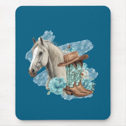 Western Horse Mouse Pad- Navy Mousepad (Vorne)