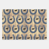 Western Horse Ranch Horseshoe & Barn Wood Planks Geschenkpapier Set (Vorderseite 3)