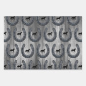 Western Horse Ranch Horseshoe & Grey Wood Planks Geschenkpapier Set (Vorderseite 3)