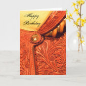 Western Horse Saddle Happy Geburtstag Karte (Gelbe Blume)