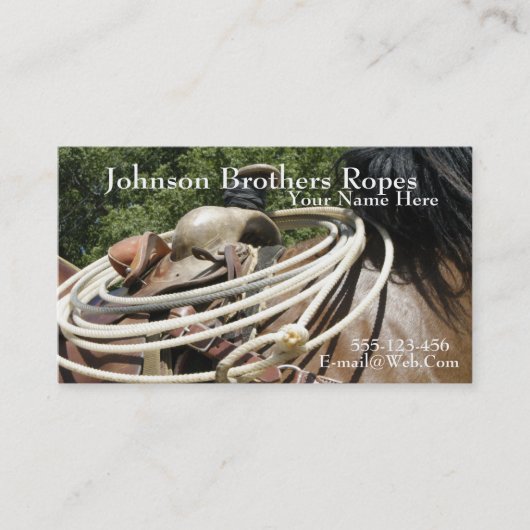 Western Horse Saddle Rope Business Card Template Visitenkarte (Vorderseite)