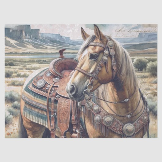 Western Horse Saddled Seidenpapier (Vorderseite)