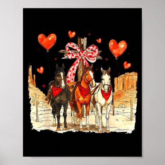 Western Horse Valentine Funny Western Valentines D Poster (Vorne)