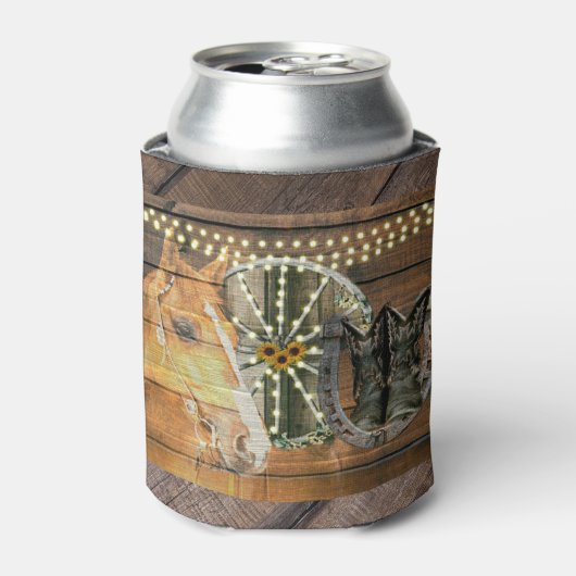 Western Horse Wagon Wheel Cowboy Boots Dosenkühler (Kanne Vorderseite)