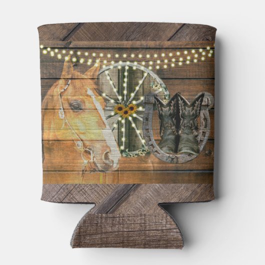 Western Horse Wagon Wheel Cowboy Boots Dosenkühler (Rückseite)