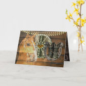 Western Horse Wagon Wheel Cowboy Boots Karte (Gelbe Blume)