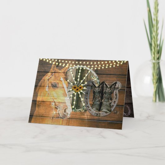 Western Horse Wagon Wheel Cowboy Boots Karte (Vorderseite)