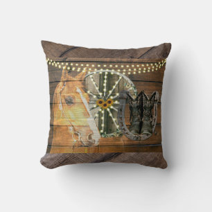Western Horse Wagon Wheel Cowboy Boots Kissen