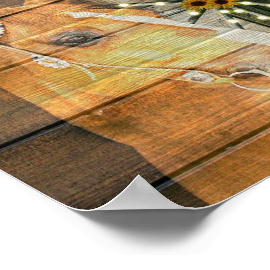 Western Horse Wagon Wheel Cowboy Boots Poster (Ecke)