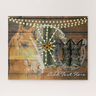 Western Horse Wagon Wheel Cowboy Boots Puzzle