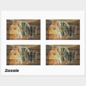 Western Horse Wagon Wheel Cowboy Boots Rechteckiger Aufkleber (Blatt)