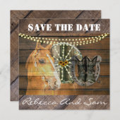 Western Horse Wagon Wheel Cowboy Boots Save The Date (Vorne/Hinten)