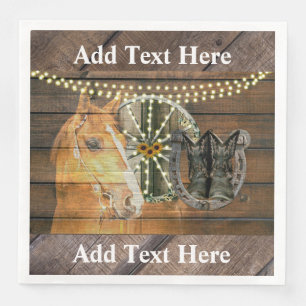 Western Horse Wagon Wheel Cowboy Boots Serviette