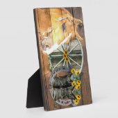 Western Horse Wagon Wheel Horseshoe Cowboy Boots Fotoplatte (Seite)