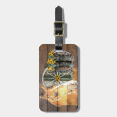 Western Horse Wagon Wheel Horseshoe Cowboy Boots Gepäckanhänger (Vorderseite vertikal)