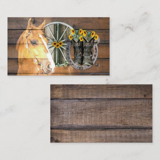 Western Horse Wagon Wheel Horseshoe Cowboy Boots Visitenkarte (Vorne/Hinten)